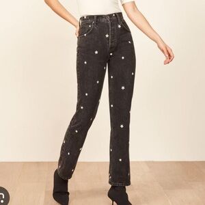 Reformation cynthia jean with embroidered daisies